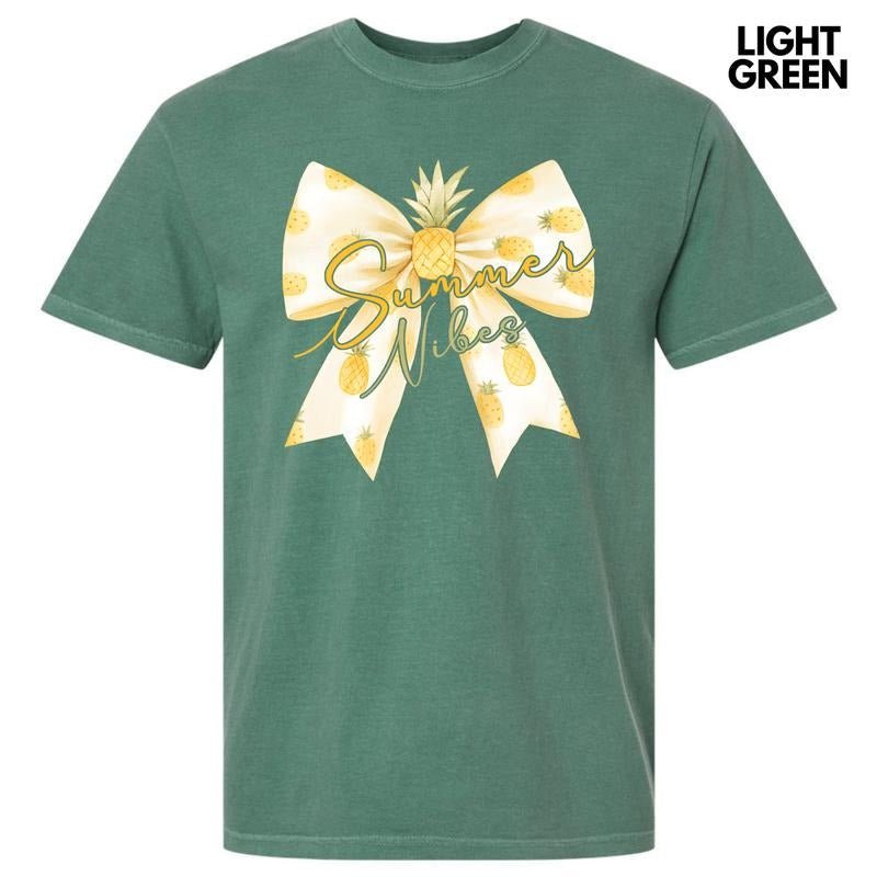 Pineapple Summer Bow Comfort Colors T-Shirt 'NLB' Hoodie, Sweatshirt | RetroVerseTees.com