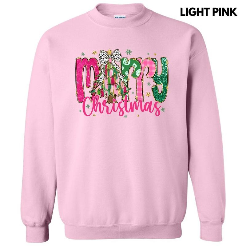 Pink & Green Merry Christmas Sweatshirt 'NLB' T-Shirts, Hoodie | RetroVerseTees.com