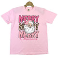 Pink Animal Print Merry Christmas Comfort Colors T-Shirt 'NLB' Hoodie, Sweatshirt | RetroVerseTees.com