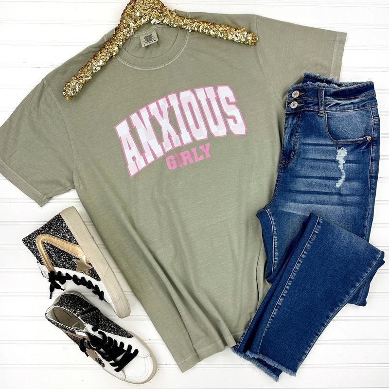 Pink Anxious Girly Comfort Colors T-Shirt Hoodie, Sweatshirt | RetroVerseTees.com