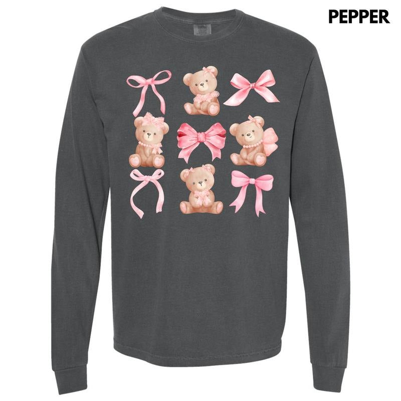 Pink Bear Coquette Collage Long Sleeve Comfort Colors T-Shirt 'NLB' Hoodie, Sweatshirt | RetroVerseTees.com
