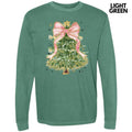 Pink Bow Christmas Tree Long Sleeve Comfort Colors T-Shirt 'NLB' Hoodie, Sweatshirt | RetroVerseTees.com