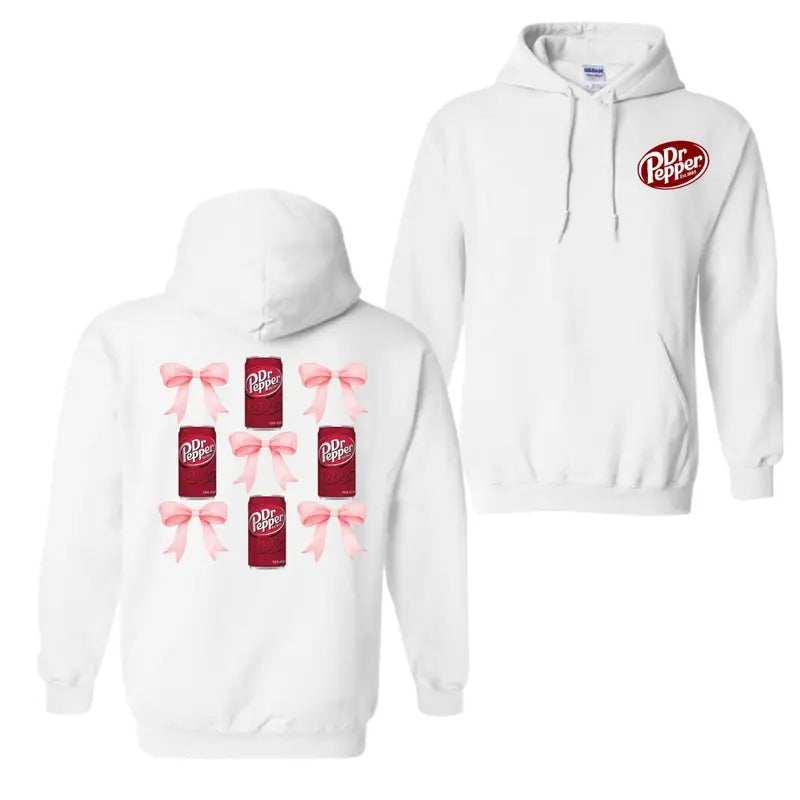 Pink Bow Coquette Dr. Pepper Hoodie T-Shirt, Unisex Shirt Fabric Menswear Fabric Menswear Sweatshirt | RetroVerseTees.com