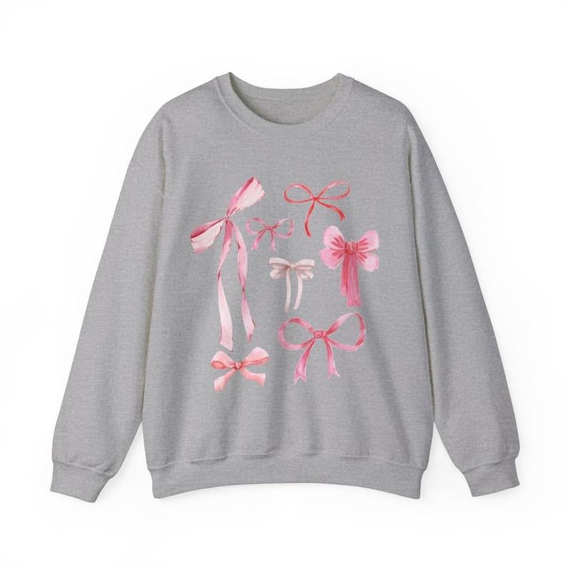 Pink Bow Crewneck Sweatshirt T-Shirts, Hoodie | RetroVerseTees.com