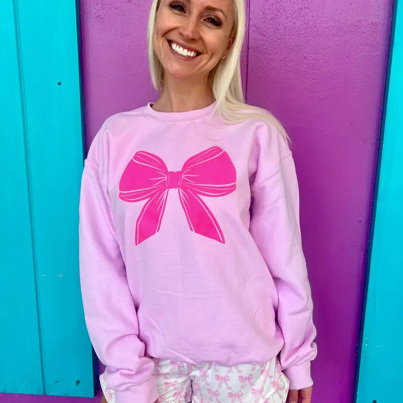 Pink Bow Sweatshirt T-Shirts, Hoodie | RetroVerseTees.com