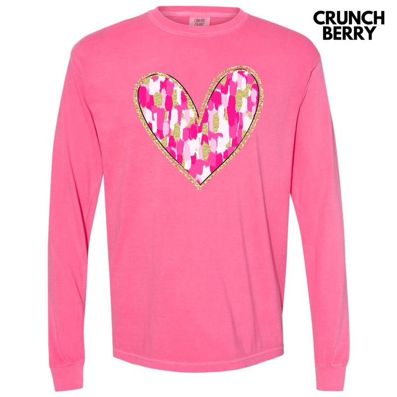 Pink Brushstroke Heart Long Sleeve Comfort Colors T-Shirt 'NLB' Hoodie, Sweatshirt | RetroVerseTees.com