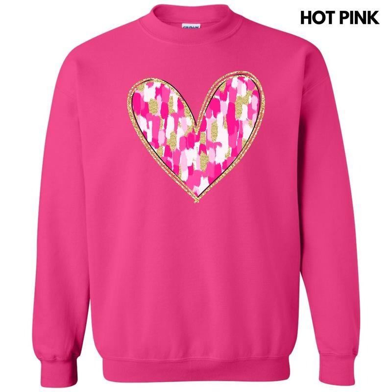 Pink Brushstroke Heart Sweatshirt 'NLB' T-Shirts, Hoodie | RetroVerseTees.com
