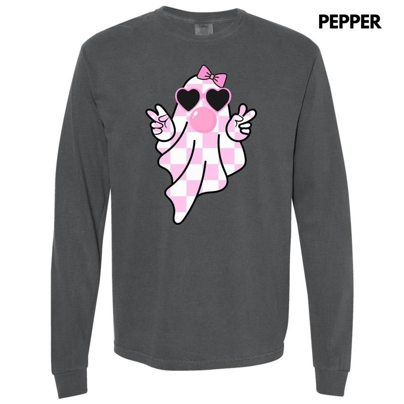 Pink Bubblegum Ghoul Long Sleeve Comfort Colors T-Shirt 'NLB' Hoodie, Sweatshirt | RetroVerseTees.com