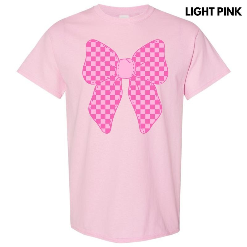 Pink Checker Bow Gildan Short Sleeve T-Shirt 'NLB' Hoodie, Sweatshirt | RetroVerseTees.com
