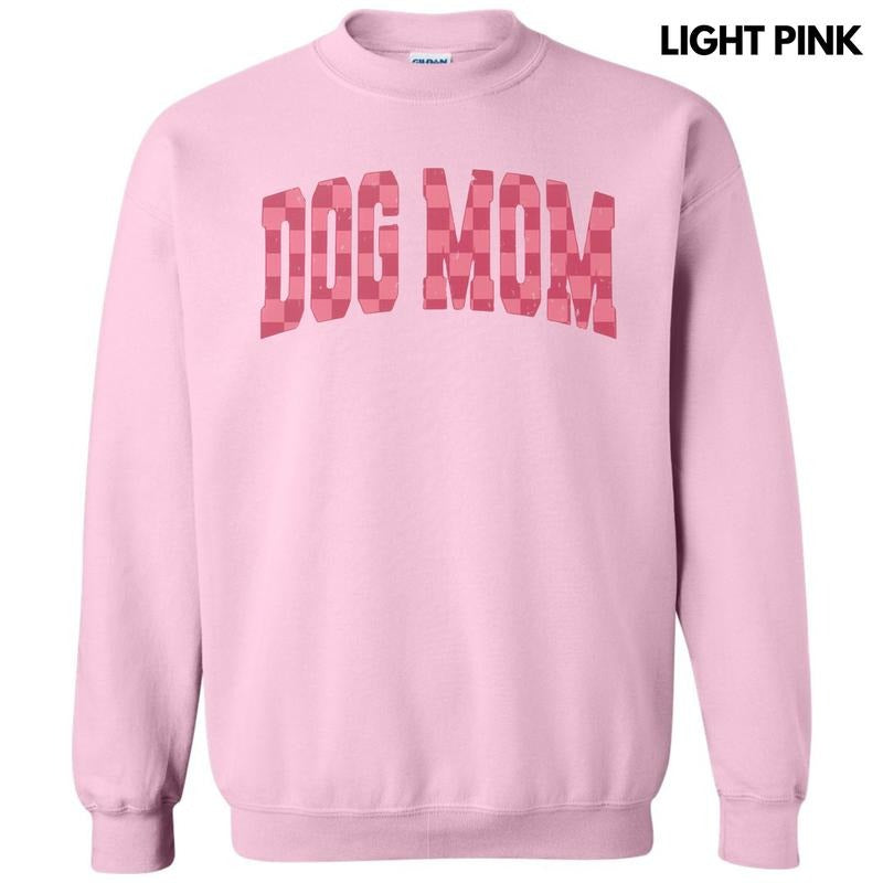 Pink Checker Dog Mom Sweatshirt T-Shirts, Hoodie | RetroVerseTees.com