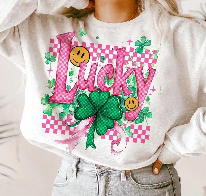 Pink Checkered Lucky DTF Transfers - THIS IS NOT A SHIRT Hoodie, Sweatshirt | RetroVerseTees.com