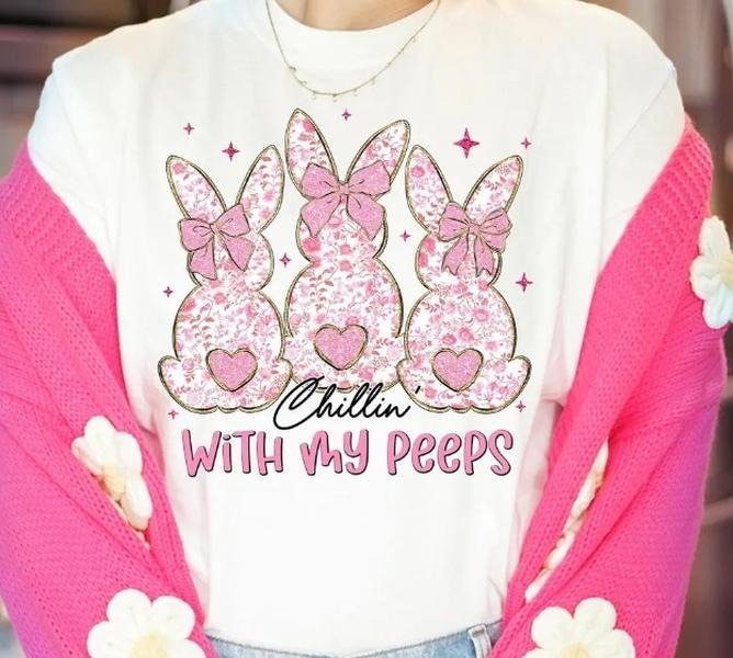 Pink Chillin with my Peeps DTF Transfers - THIS IS NOT A SHIRT Hoodie, Sweatshirt | RetroVerseTees.com