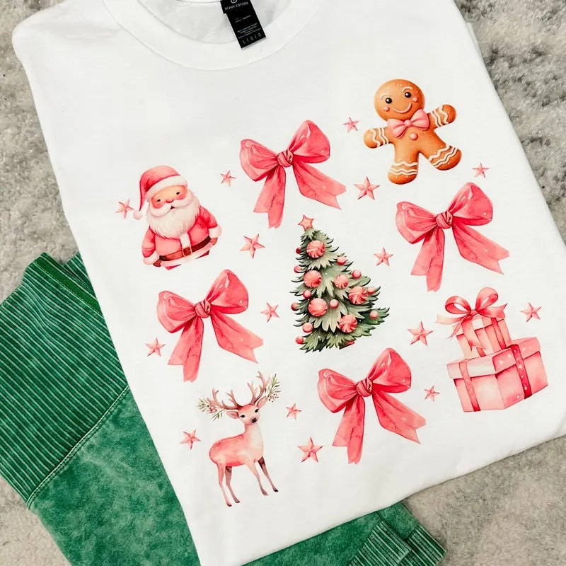 Pink Christmas Graphic Top T-Shirts, Hoodie, Sweatshirt | RetroVerseTees.com