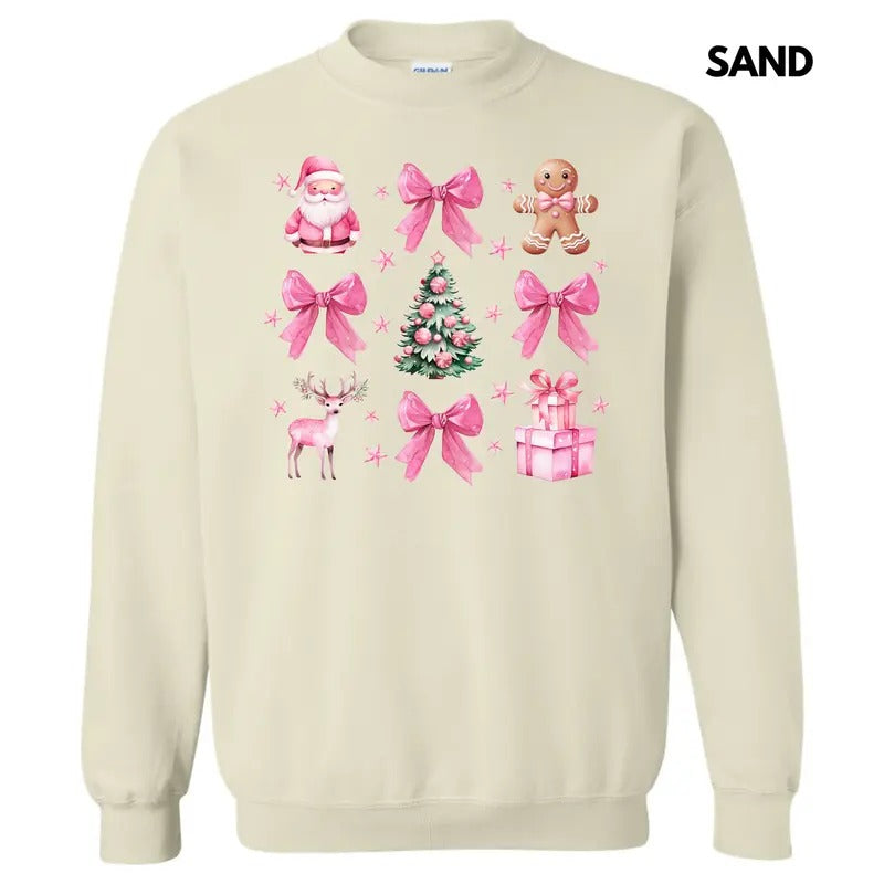 Pink Coquette Christmas Collage Sweatshirt 'NLB' T-Shirts, Hoodie | RetroVerseTees.com