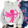Pink Cupid Sequin Patch Sweatshirt T-Shirts, Hoodie | RetroVerseTees.com