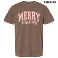 Pink Cursive Varsity Merry Christmas Comfort Colors T-Shirt 'NLB' Hoodie, Sweatshirt | RetroVerseTees.com