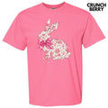 Pink Floral Easter Bunny Comfort Colors T-Shirt Hoodie, Sweatshirt | RetroVerseTees.com