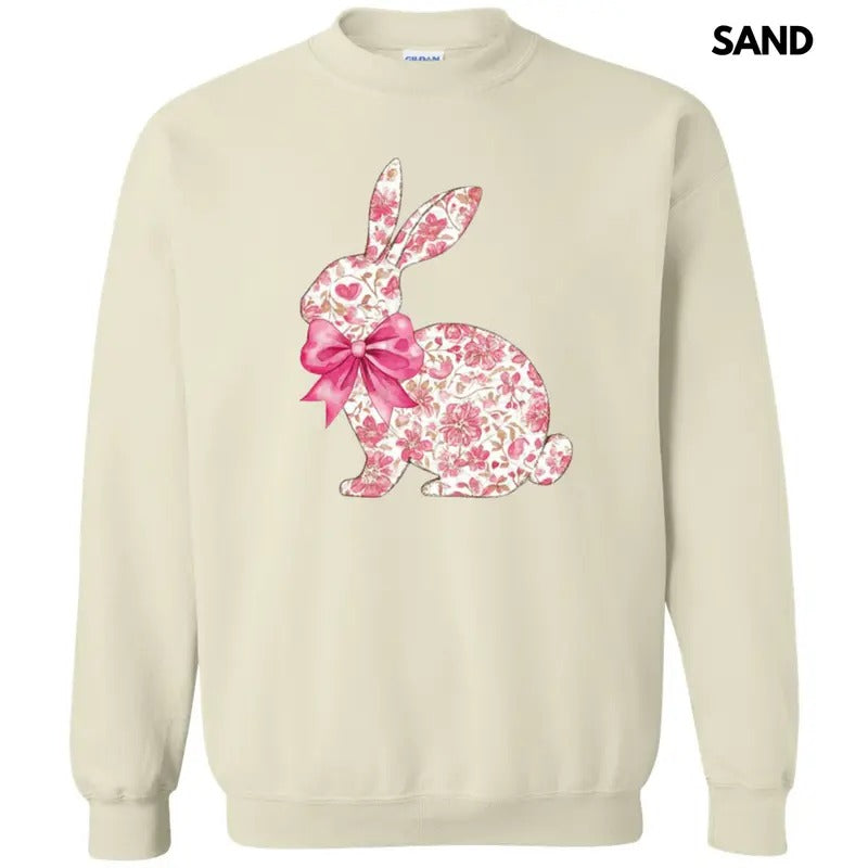 Pink Floral Easter Bunny Sweatshirt T-Shirts, Hoodie | RetroVerseTees.com