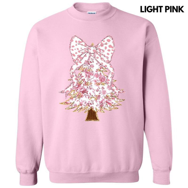 Pink Florals Christmas Tree Sweatshirt 'NLB' T-Shirts, Hoodie | RetroVerseTees.com