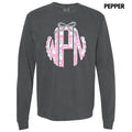 Pink Ghost Monogram Long Sleeve Comfort Colors T-Shirt 'NLB' Hoodie, Sweatshirt | RetroVerseTees.com