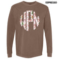Pink Gingerbread Bow Monogram Long Sleeve Comfort Colors T-Shirt 'NLB' Hoodie, Sweatshirt | RetroVerseTees.com
