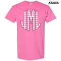 Pink Gingham Monogram Gildan Short Sleeve T-Shirt 'NLB' Hoodie, Sweatshirt | RetroVerseTees.com