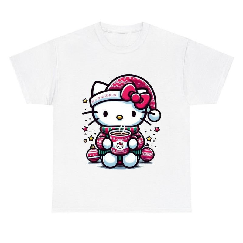 Pink Kityy Santa Claus Tee, Christmas Shirt Hoodie, Sweatshirt | RetroVerseTees.com