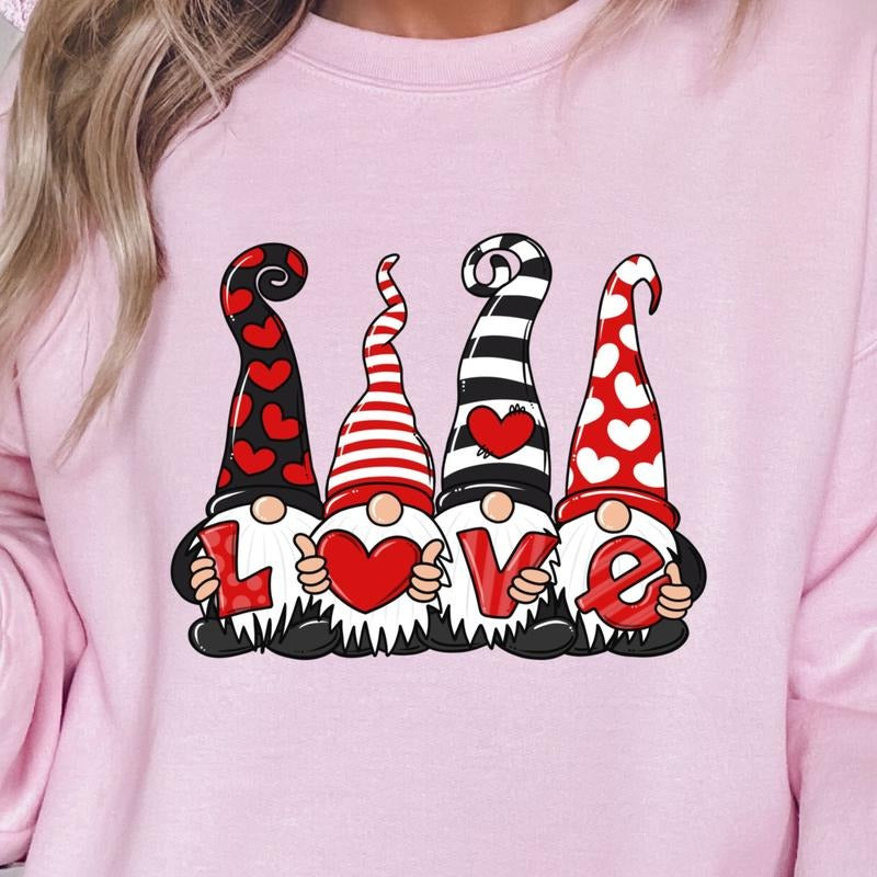 Pink Love Gnome Unisex Gildan Sweatshirt T-Shirts, Hoodie | RetroVerseTees.com