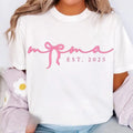 Pink Mama Est 2025 Coquette T-shirt, Mama Shirt, Mama Bow Tshirt, Mama shirt, Pink Mama, Mama 2025 Hoodie, Sweatshirt