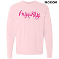 Pink Merry Bow PUFF Long Sleeve Comfort Colors T-Shirt Hoodie, Sweatshirt | RetroVerseTees.com