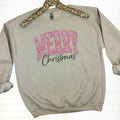 Pink Merry Christmas Gildan Sweatshirt T-Shirts, Hoodie | RetroVerseTees.com