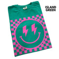 Pink Puff Checkered Happy Face Comfort Colors T-Shirt Hoodie, Sweatshirt | RetroVerseTees.com