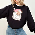 Pink Retro Santa Shirt, Christmas Sweatshirt, Women Christmas Tee, Cute Vintage Santa Gift, Classic Christmas Tee, Cute...