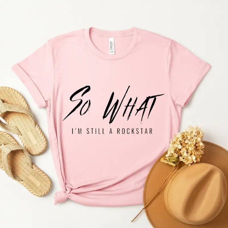 Pink SO WHAT Shirt, Summer Carnival 2024, Trustfall Album Tee, Pink I'm Still a Rockstar, Music Festival Shirt, Pink...