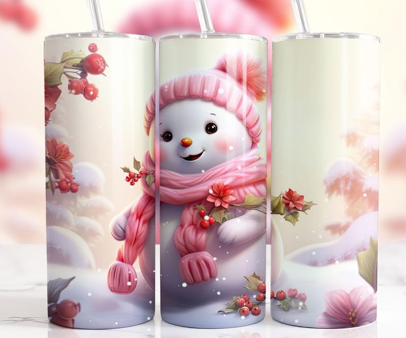 Pink Snowman 20oz Stainless steel tumbler Drinkware T-Shirts, Hoodie, Sweatshirt | RetroVerseTees.com
