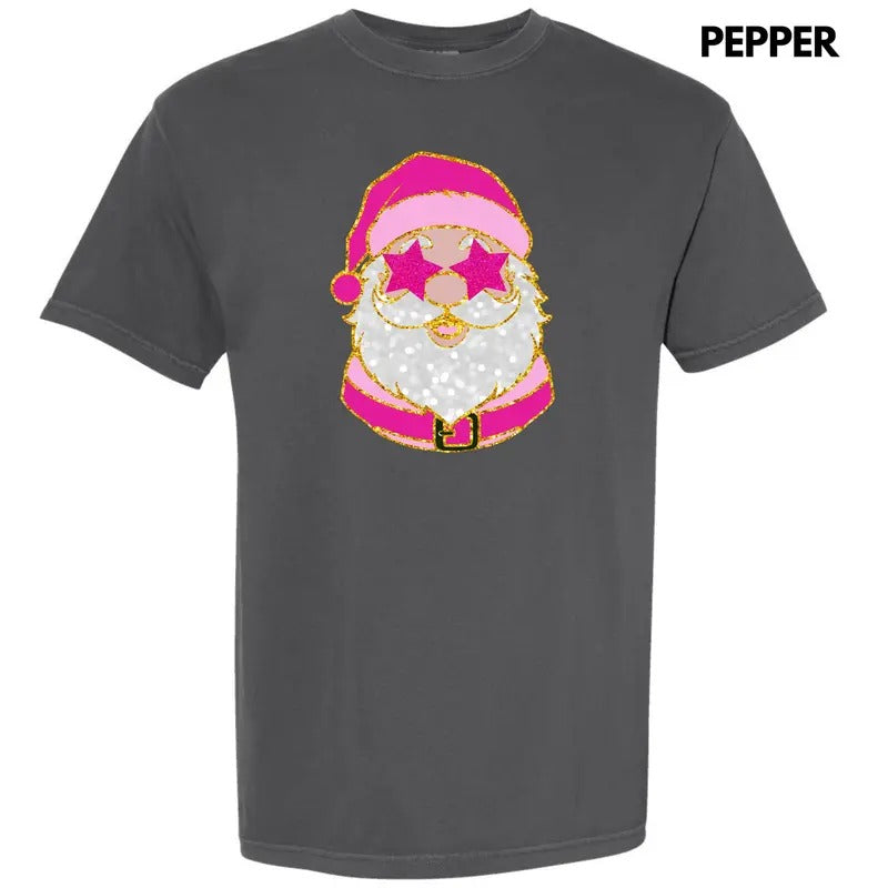Pink Star Eyes Santa FAKE Glitter Comfort Colors T-Shirt 'NLB' Hoodie, Sweatshirt | RetroVerseTees.com