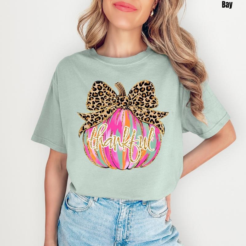 Pink Thankful Pumpkin Comfort Colors T-Shirt 'NLB' Hoodie, Sweatshirt | RetroVerseTees.com