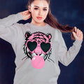 Pink Tiger Blowing Bubble Sweatshirt Casual Comfortable T-Shirts, Hoodie | RetroVerseTees.com