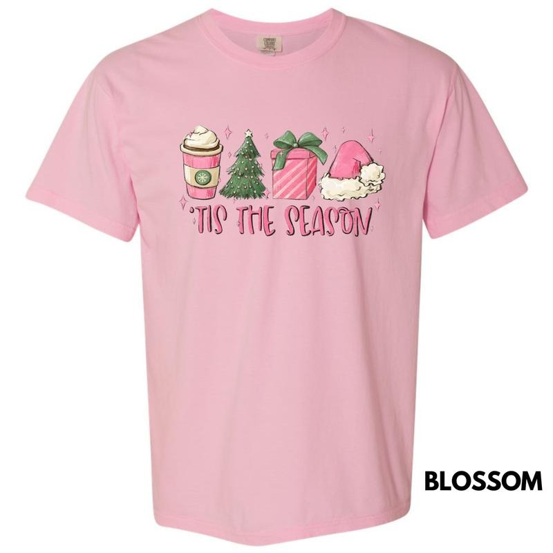 Pink Tis The Season Christmas Comfort Colors T-Shirt Hoodie, Sweatshirt | RetroVerseTees.com