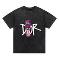 Pink panther cute washed T-shirt, eye-catching and invincible, "Don't give a shit!" slogan, with a clear attitude,...