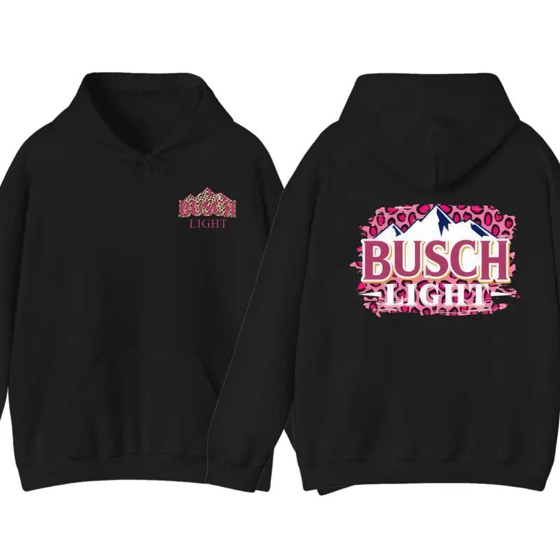 Pinky Leopard Feature Hoodie , Sweatshirt & T-shirt , Busch Light Leopard Logo Hoodie | RetroVerseTees.com