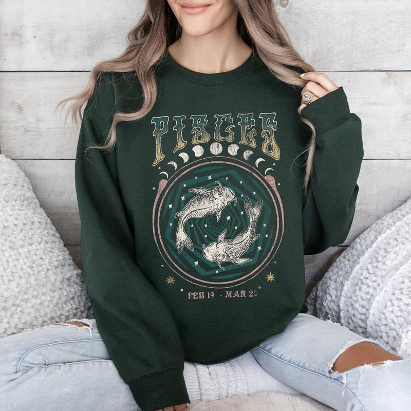 Pisces Zodiac, Astrology, Horoscope Sweatshirt T-Shirts, Hoodie | RetroVerseTees.com