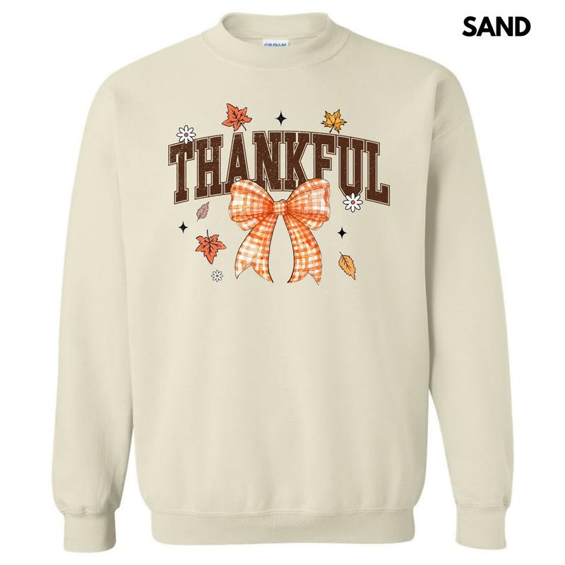 Plaid Bow Thankful Sweatshirt T-Shirts, Hoodie | RetroVerseTees.com