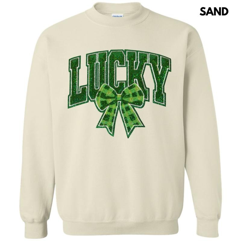 Plaid Lucky Bow Sequin Patch Sweatshirt T-Shirts, Hoodie | RetroVerseTees.com