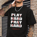 Play Hard Pray Hard Christian Athletic Shirt Casual Style Crew Neck Short Sleeve T-Shirt Tops Trendy for Unisex, Perfect...