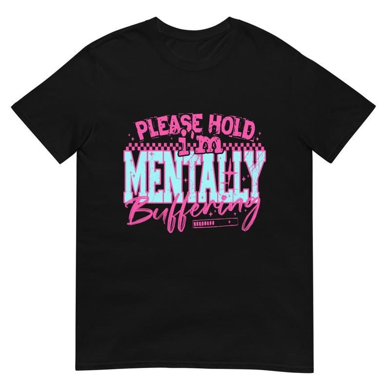 Please Hold Swoosh'Bat brand Mentally Buffering Unisex Short Sleeve T-Shirt Printed Red plumber brand TNF USA Hoodie,...