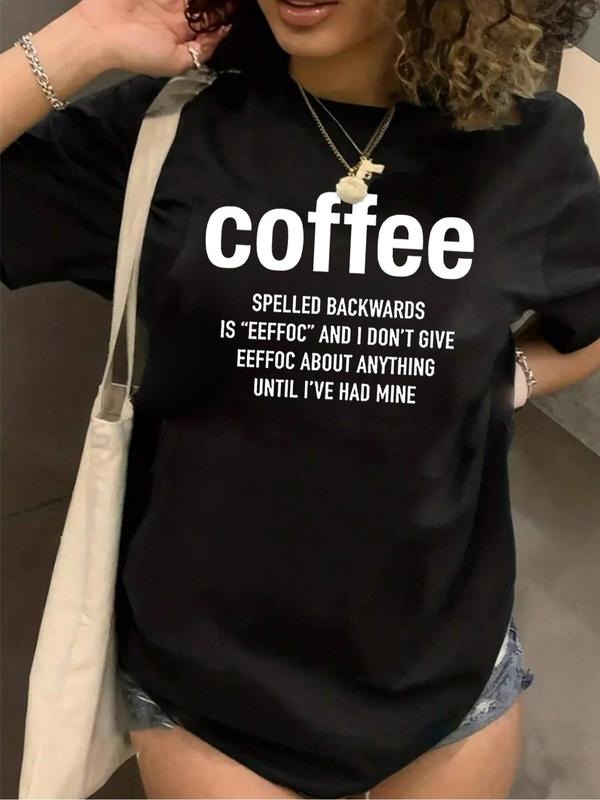 Plus Size "FOG" Letter Print Round Neck Tee, Casual Short Sleeve T-shirt for Daily Wear, Women Plus Clothing for Summer...