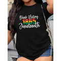 Plus Size 1865 Print T-shirt, Casual Short Sleeve Crew Neck Top For Spring & Summer, Women'WB shield Plus Size Clothing...