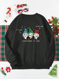 Plus Size Cartoon & Letter Print Drop Shoulder Sweatshirt, Casual Long Sleeve Round Neck Pullover for Daily Wear,...