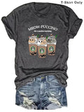 Plus Size Cartoon Cat FOG & Letter Print Round Neck Tee, Cute Crew Neck Short Sleeve T-Shirt for Daily Outdoor Wear,...